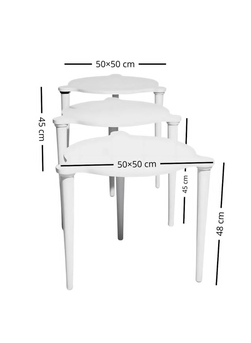 Concent Modern Nesting Service Table Set - 3 Pieces with a Streamlined Design and Bright White Color - Image 3